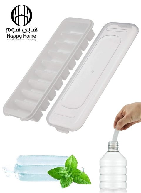 Plastic Ice Cube Tray for Quick Freezing Water Bottle with 13 Ice Cube Slots - Silicone Ice Cube Tray Set Makes 13 Ice Cubes, with Lid