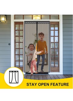 AWALOR Magnetic Fly Screen Door Heavy Duty Bug mesh Curtain with Powerful Magnets and Full Frame Magic Tape Insect Protection Door no Gap Keep Bugs Out 110 x 220 cm Black  - Image 5