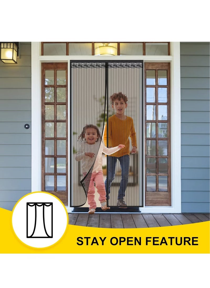 AWALOR Magnetic Fly Screen Door Heavy Duty Bug mesh Curtain with Powerful Magnets and Full Frame Magic Tape Insect Protection Door no Gap Keep Bugs Out 110 x 220 cm Black  - Image 5