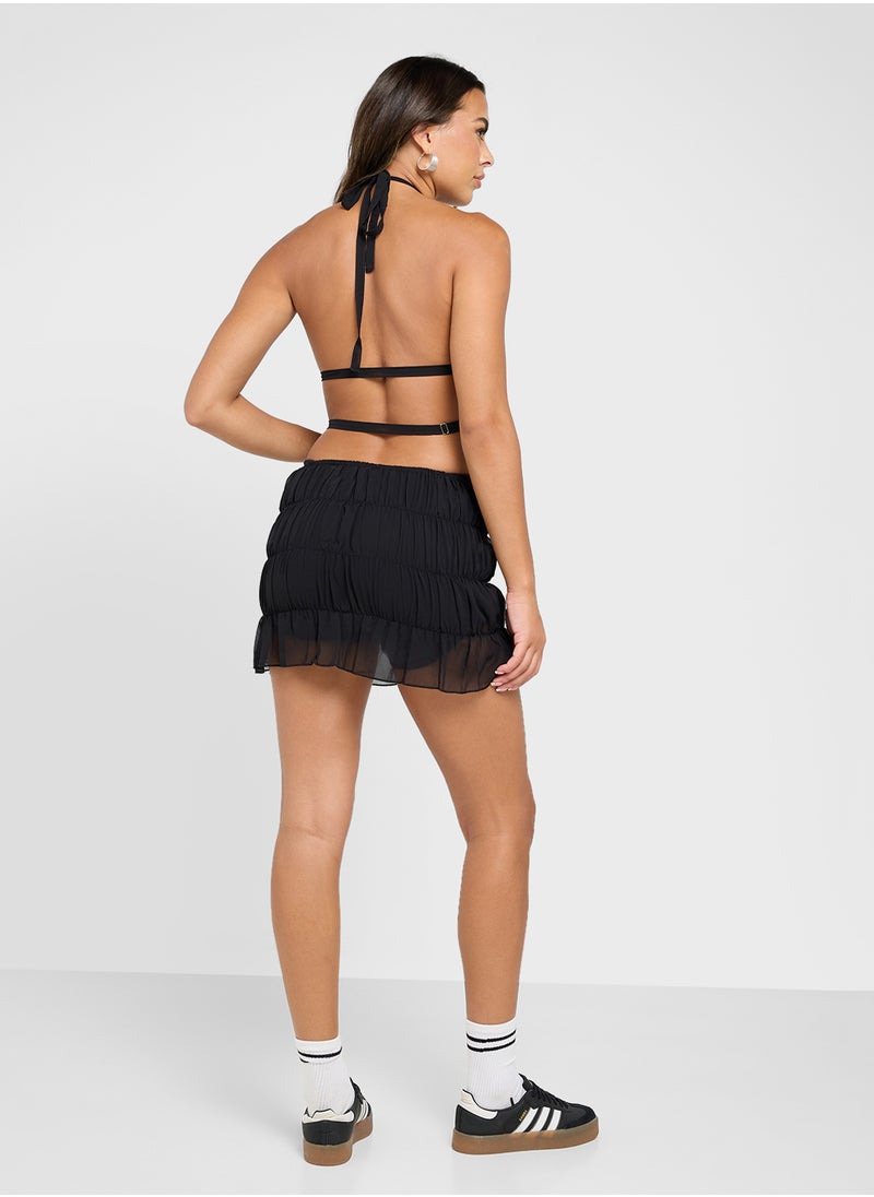 Ginger Halter Neck Shirred Sheer Top & Skirt Coord Set  - Image 2