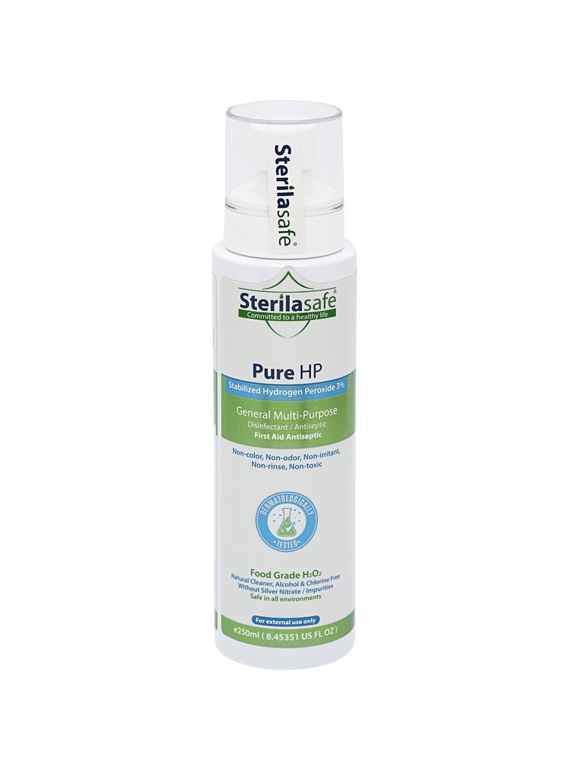 Sterilasafe - Sterilasafe Pure HP Food Grade, Hydrogen Peroxide 3%, H2O2, First Aid Antiseptic Spray, 250 ml - Image 1
