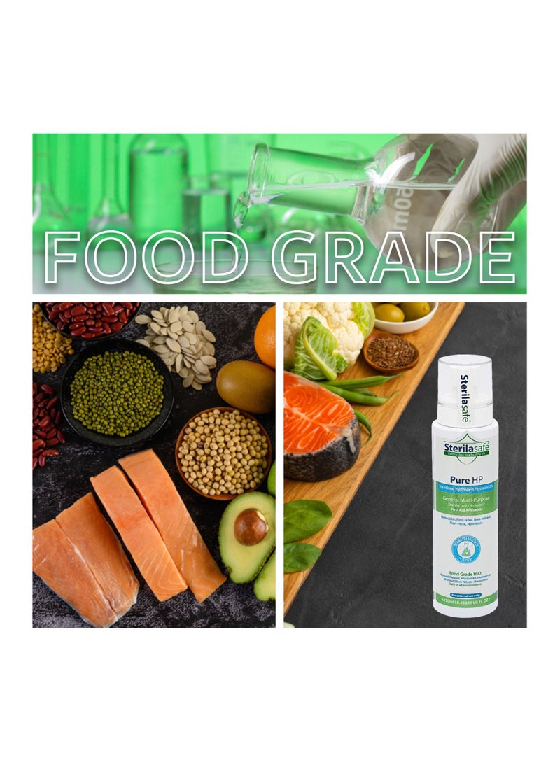 Sterilasafe - Sterilasafe Pure HP Food Grade, Hydrogen Peroxide 3%, H2O2, First Aid Antiseptic Spray, 250 ml - Image 1
