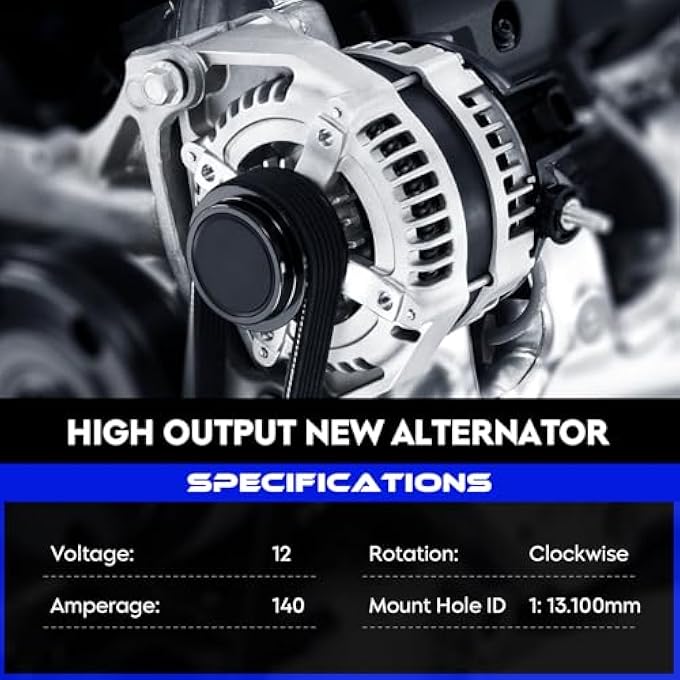 SEHNSUCHT New Alternator for Chevrolet Camaro 3.6 3.6L 2012-2015, Replaces 104211-8130, 104211-8131, 210-0303, 22859538, 22888109, 400-52448, 400-52448R 140A Alternator - Image 4
