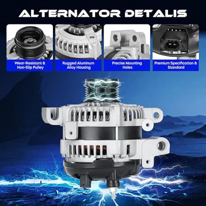 SEHNSUCHT New Alternator for Chevrolet Camaro 3.6 3.6L 2012-2015, Replaces 104211-8130, 104211-8131, 210-0303, 22859538, 22888109, 400-52448, 400-52448R 140A Alternator - Image 2