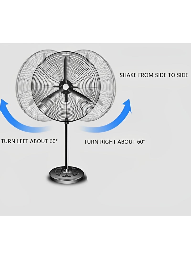شارد مروحة قاعدة، مروحة صناعية، مروحة حاملة، مروحة حاملة معدنية عالية السرعة، للاستخدام الصناعي المتين، 3 سرعات مع شفرات عالية السرعة من الألومنيوم، للمستودعات والمطاعم والمصانع (20 بوصة) - Image 2