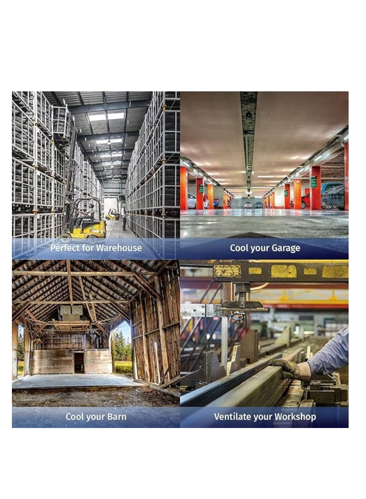 شارد مروحة قاعدة، مروحة صناعية، مروحة حاملة، مروحة حاملة معدنية عالية السرعة، للاستخدام الصناعي المتين، 3 سرعات مع شفرات عالية السرعة من الألومنيوم، للمستودعات والمطاعم والمصانع (20 بوصة) - Image 4