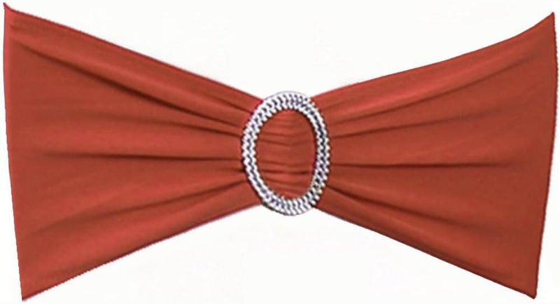 SINSSOWL Terracotta Chair Sashes 100 Pack Stretch Spandex Chair Sash Bands with Buckles Slider Chair Sashes Bows for Wedding Party Banquet Birthday Decorations (Terracotta) - Image 1