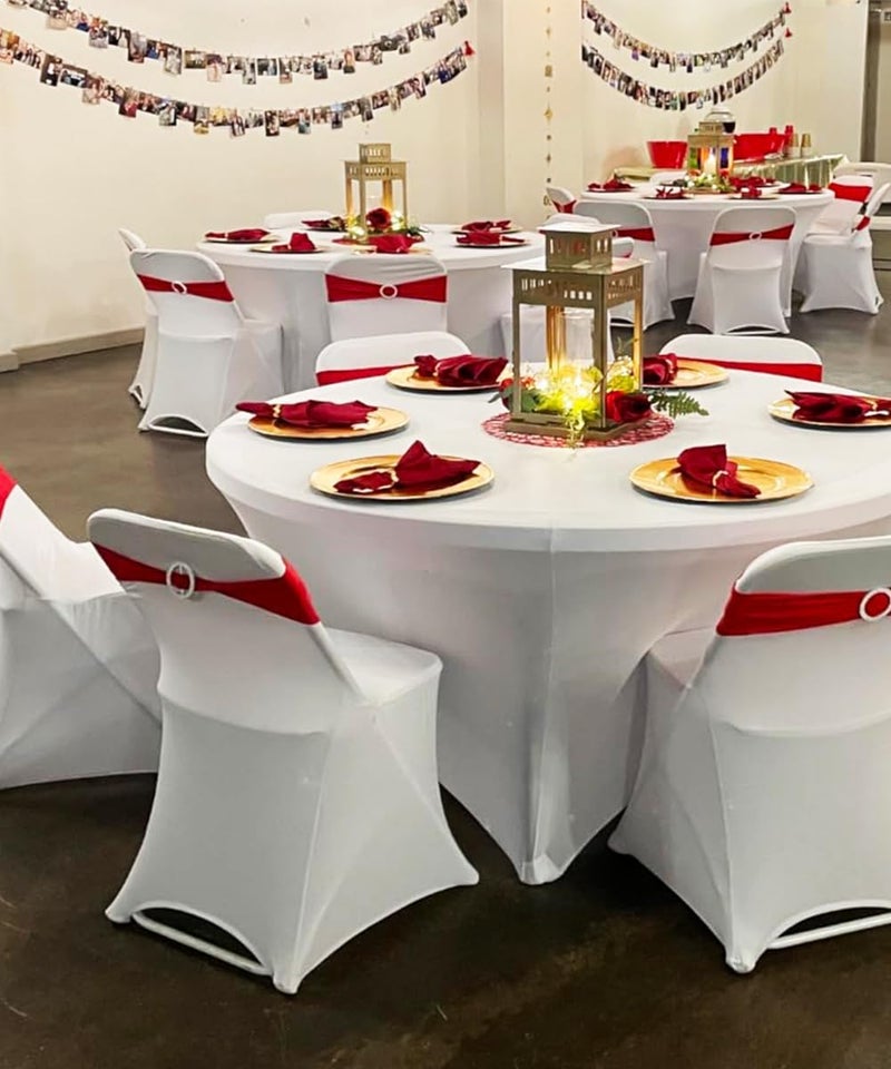 SINSSOWL Terracotta Chair Sashes 100 Pack Stretch Spandex Chair Sash Bands with Buckles Slider Chair Sashes Bows for Wedding Party Banquet Birthday Decorations (Terracotta) - Image 2