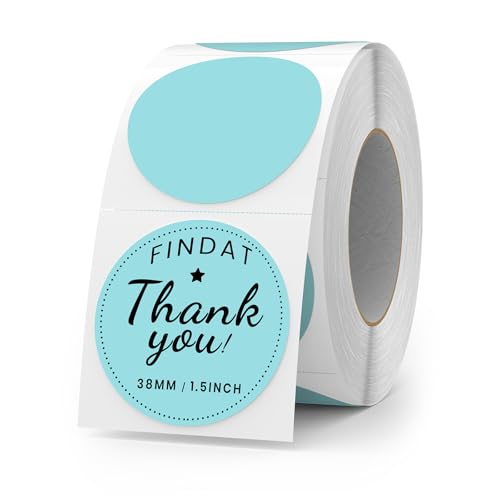 FINDAT Blue Round Thermal Labels 1.5 Inch Vinyl Circle Waterproof Direct Printer Sticker Self-Adhesive Perforated Name Tag for Logo DIY QR Design Office Address 500 PCS - Image 1