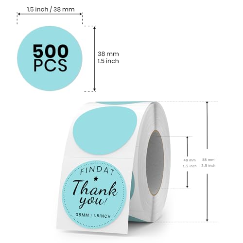FINDAT Blue Round Thermal Labels 1.5 Inch Vinyl Circle Waterproof Direct Printer Sticker Self-Adhesive Perforated Name Tag for Logo DIY QR Design Office Address 500 PCS - Image 2