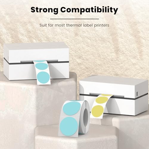 FINDAT Blue Round Thermal Labels 1.5 Inch Vinyl Circle Waterproof Direct Printer Sticker Self-Adhesive Perforated Name Tag for Logo DIY QR Design Office Address 500 PCS - Image 3