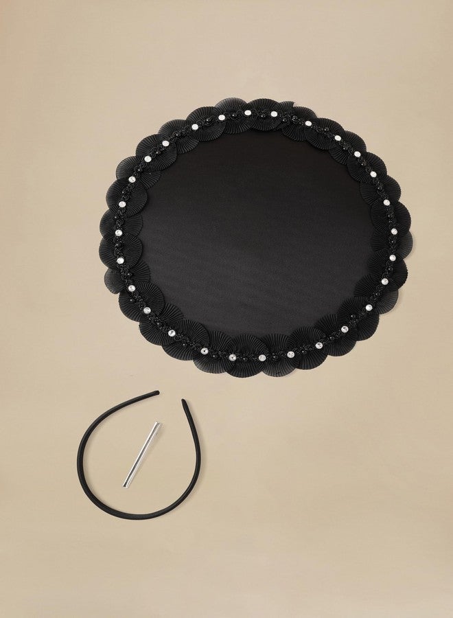 كوكو لاند قبعات كوكولاند النسائية الأنيقة - قبعة ديربي مسطحة أنيقة مع مشبك شعر للحفلات، لون أسود - Image 3