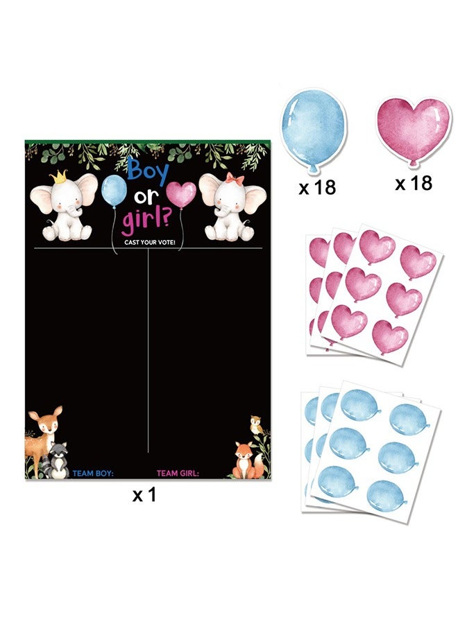 Baby Gender Reveal Board, Party Supplies Kit with Decorations Games Voting Poster Board Stickers, 18Pcs Boy and Girl Stickers for Party Guests Cast Your Vote Game - Image 1