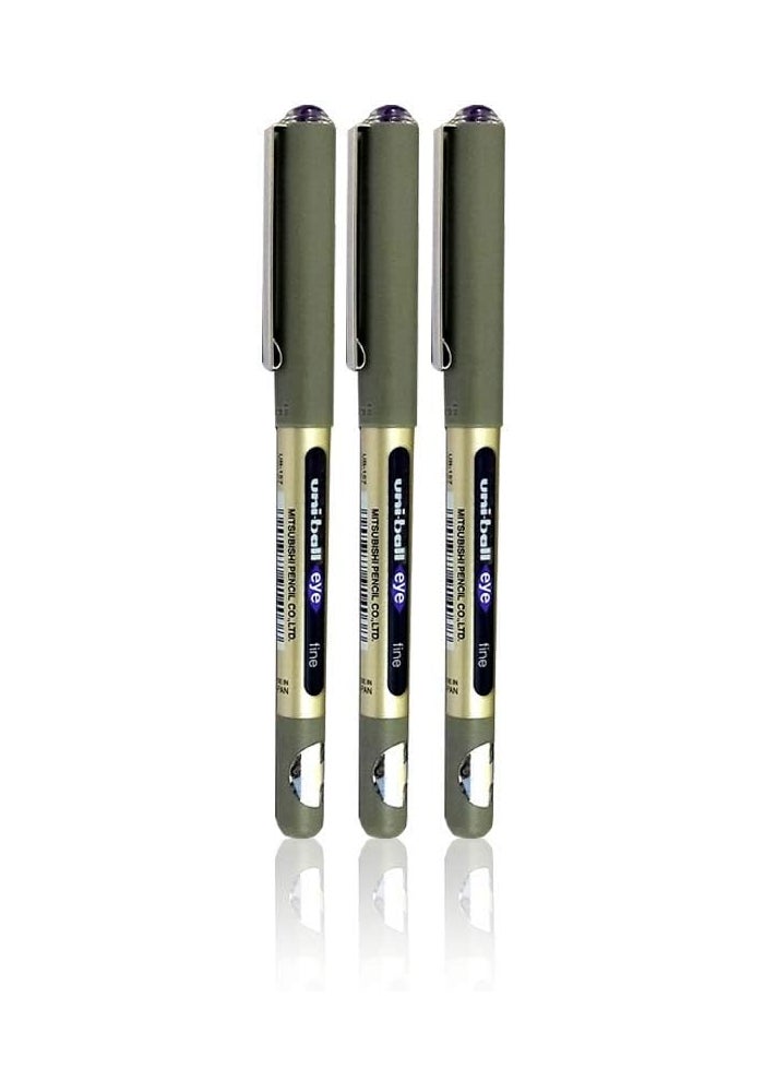 Uniball Uni-Ball EYE UB-157 Rollerball Pen - Violet (Pack of 3) - Image 1