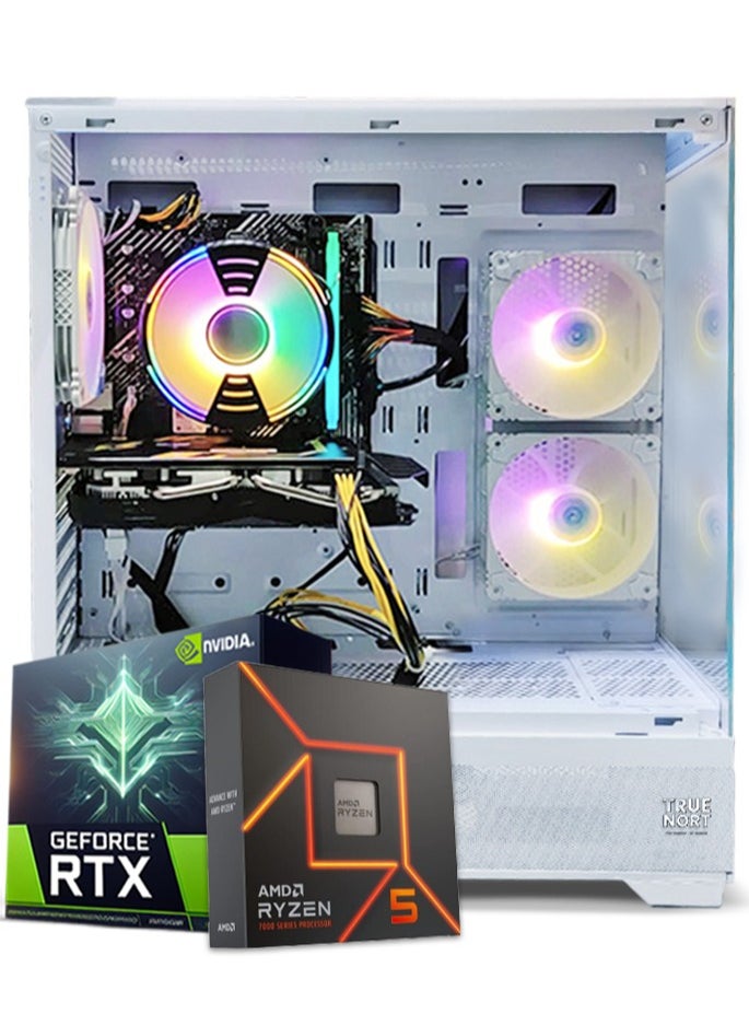 Truenort Gaming PC, AMD Ryzen 5-3600,RTX 3050 , 16GB RAM, 512GB SSD, Air Cooler 120 mm,650W PSU,Window 11 Pro, White Case  - Image 1