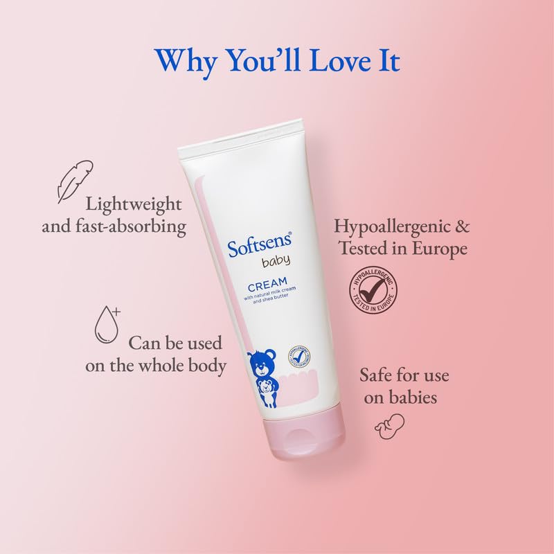 Softsens Baby Face & Body Cream with Shea Butter 100g each (Pack of 3 x 100g) | Enriched with Natural Milk Cream & Vitamin E | Ultra-Mild, Hypoallergenic & Paraben-Free Moisturizer for Newborns - Image 3