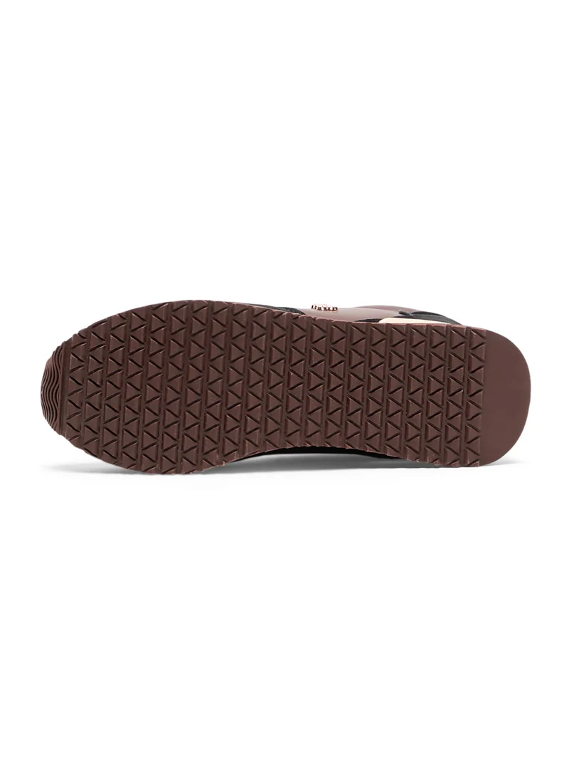 U.S. Polo Assn. Women's Retro-Inspired Sneakers - Black and Brown with Gold Accents, Stylish Casual Shoes with Textured Sole