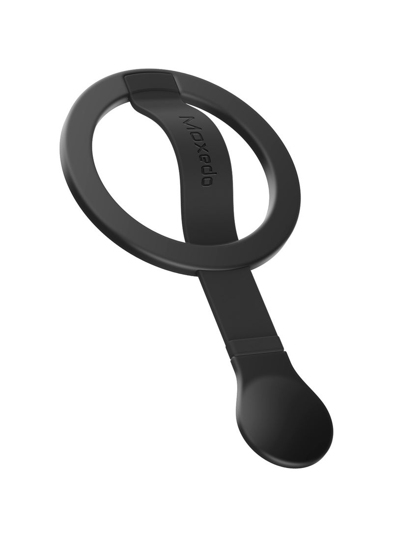 Moxedo Snap-On Magnetic Phone Grip Soft Silicone Grip Adjustable Strap with Double Sided Magnetic Design Compatible for iPhone 16 15 Pro Max Plus 14 13 12 and All Phones- Black - Image 1