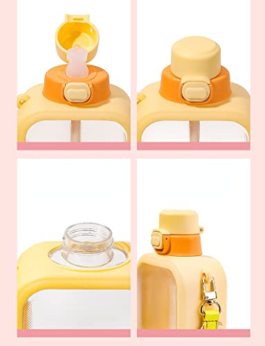 NUFR 24 Oz Square Transparent Water Bottle, Cute Portable Travel Canteen with Adjustable Strap 700ml (Pink) - Image 5
