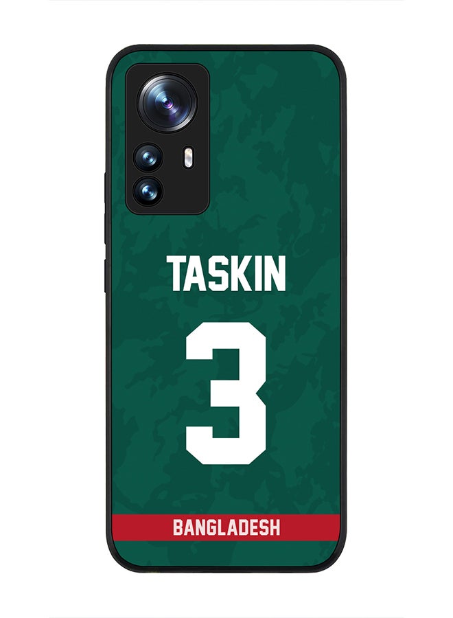 Stylizedd Rugged Black Edge Case for Xiaomi 12 Pro, Slim fit Soft Case Flexible Rubber Edges Thin Cover - Player Name - Taskin Ahmed, Jersey Number- 3 - Image 1