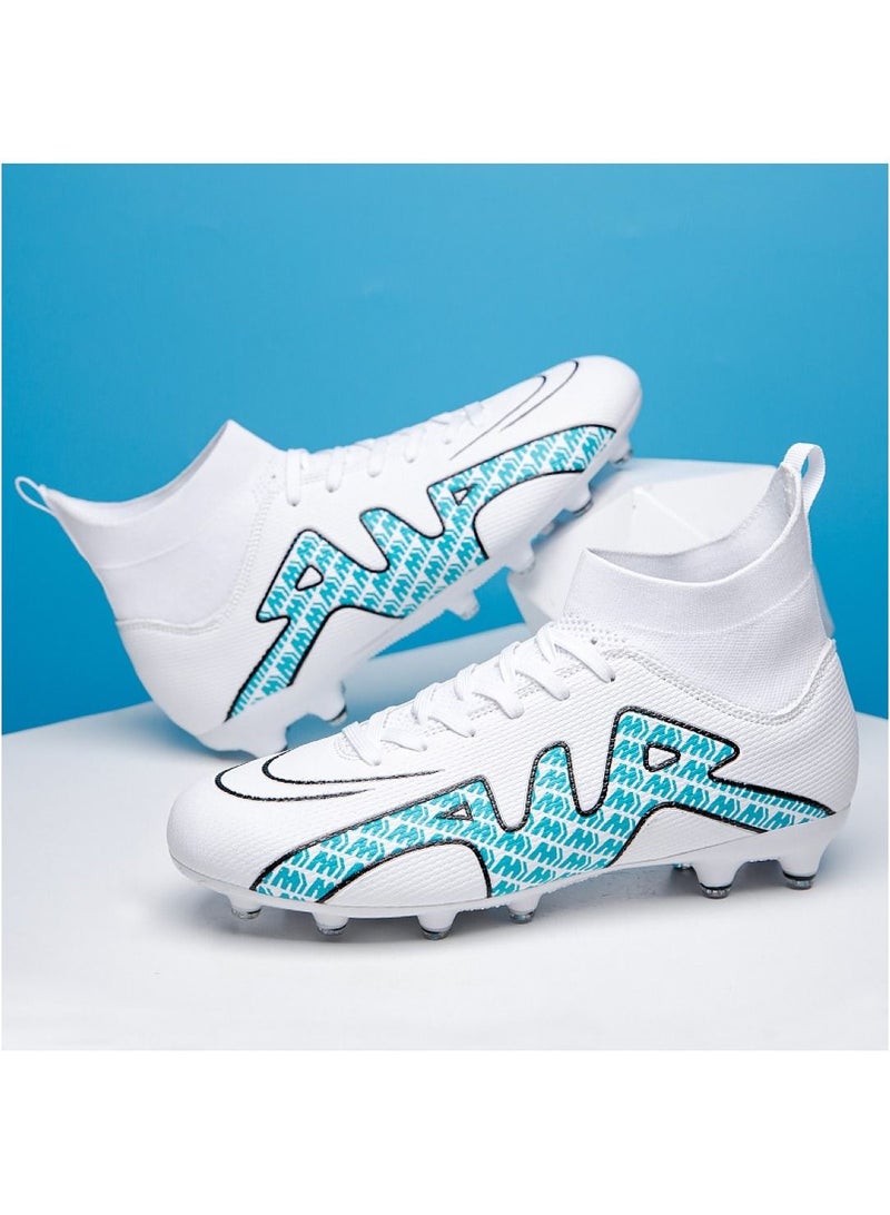 Loquat High-Top Competition Sports Football Shoes White/Blue 