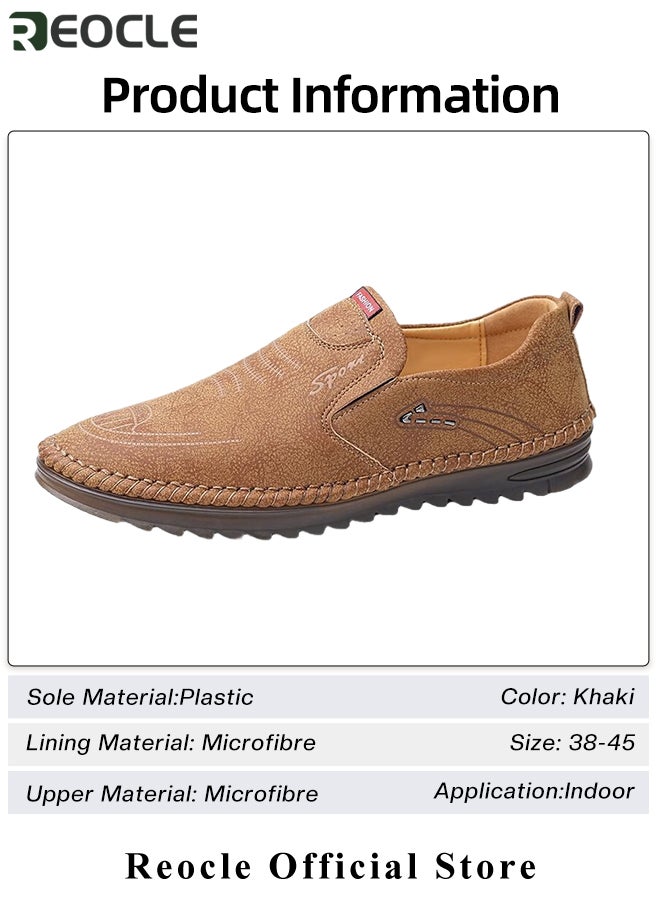 REOCLE Men's Loafers Comfy Slip-On Casual Walking Flats with Rubber Anti-slip Sole & Breathable PU Upper & Comfortable Insole Formal Business Dress Shoe  - Image 2