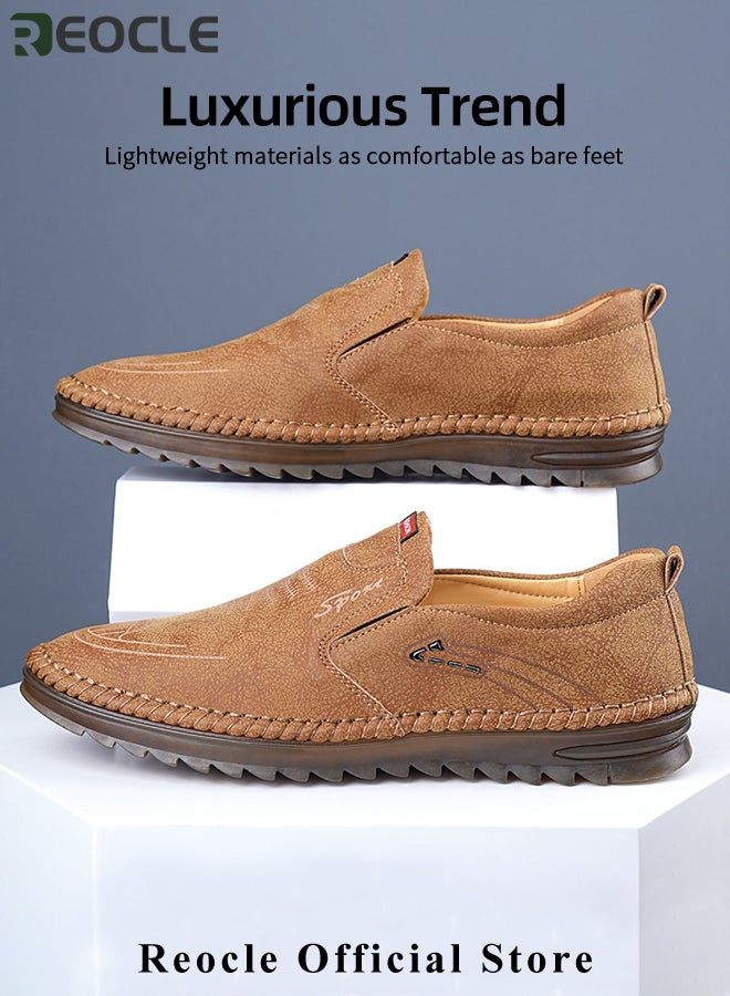 REOCLE Men's Loafers Comfy Slip-On Casual Walking Flats with Rubber Anti-slip Sole & Breathable PU Upper & Comfortable Insole Formal Business Dress Shoe  - Image 3