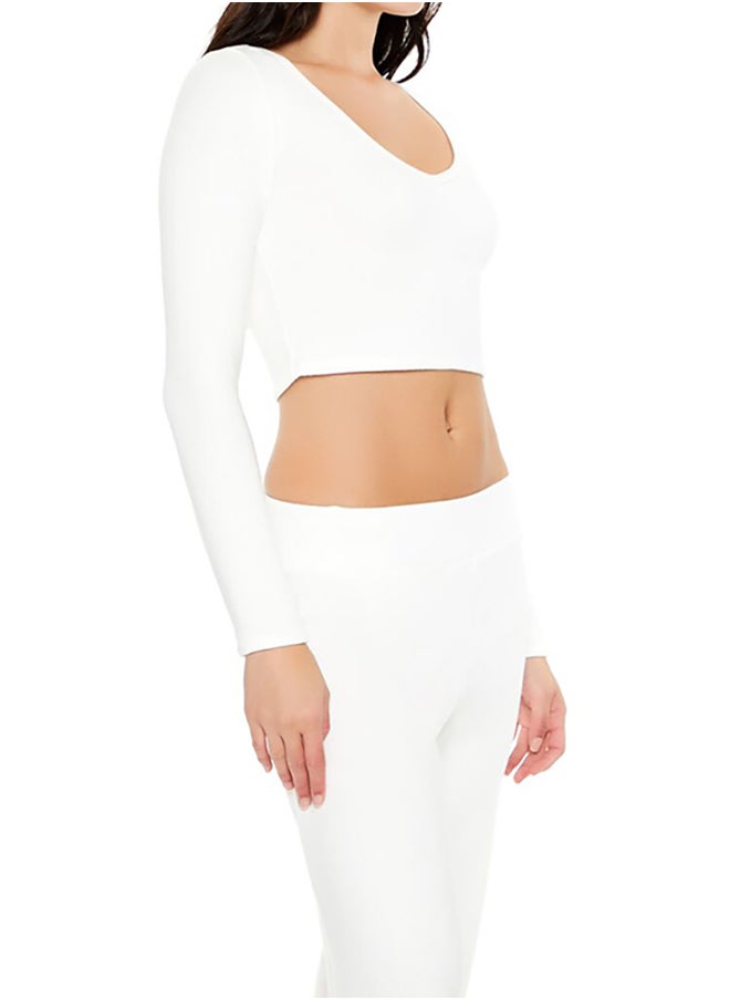 FOREVER 21 - V-Neck Long-Sleeve Crop Top - Image 1
