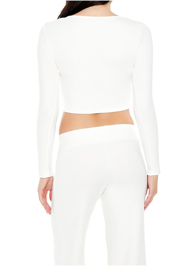 FOREVER 21 - V-Neck Long-Sleeve Crop Top - Image 1