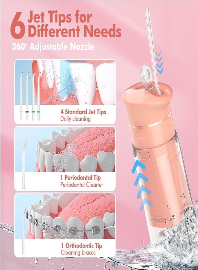 Bezvoi Water Flosser Mini Cordless Portable: 5 Modes Travel Water Dental Floss with Telescopic Water Tank, IPX7 Waterproof Oral Irrigator for Teeth Cleaning Gums,Orthodontic,Braces Dental Care (Peach Fuzz) - Image 5