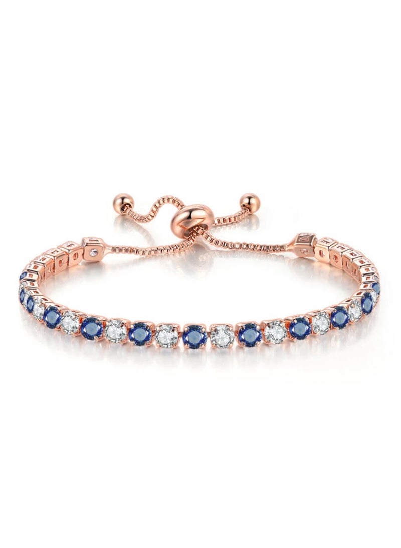 Casual collection Elegant & High Quality Women's Rose Gold Cubic Zirconia Bracelet Adjustable Size - Image 2