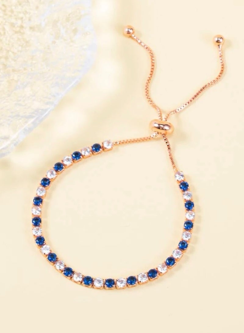 Casual collection Elegant & High Quality Women's Rose Gold Cubic Zirconia Bracelet Adjustable Size - Image 3