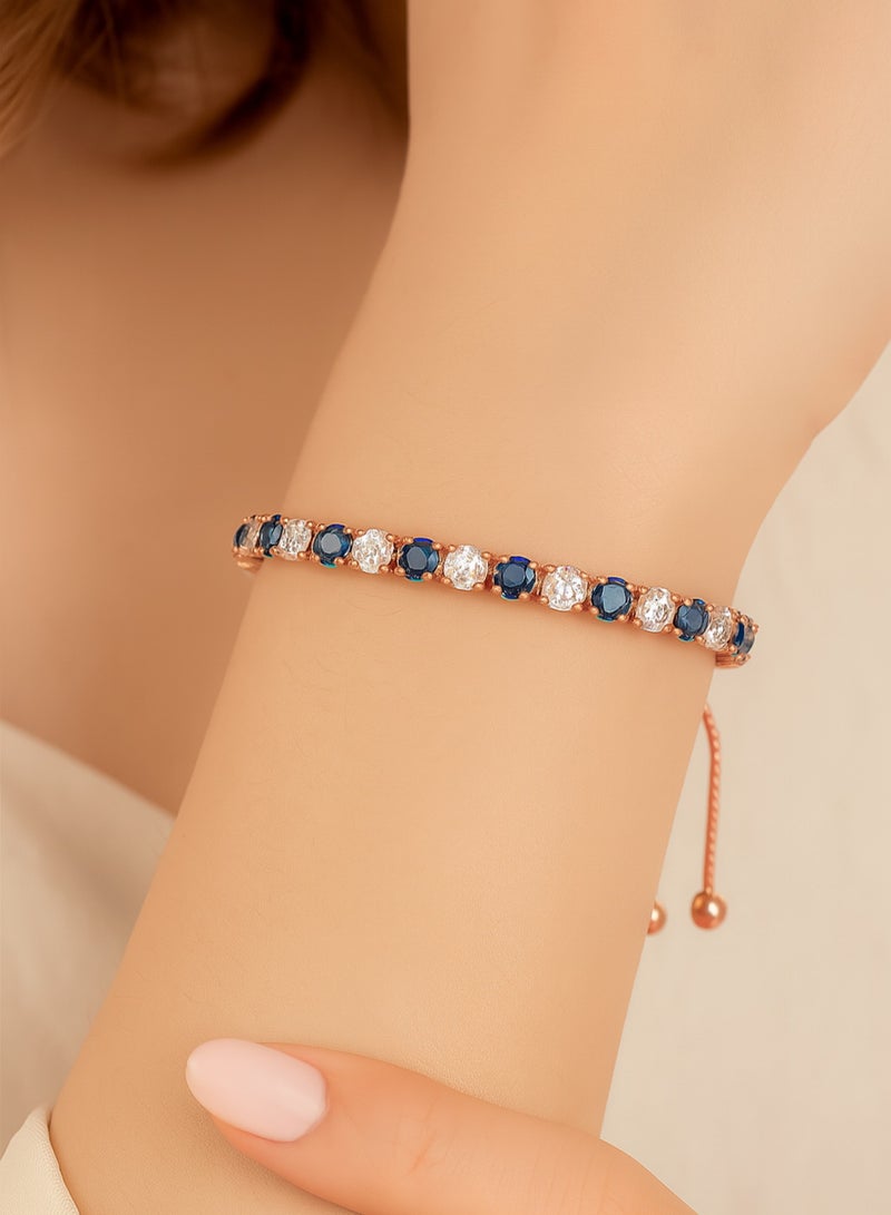 Casual collection Elegant & High Quality Women's Rose Gold Cubic Zirconia Bracelet Adjustable Size - Image 1