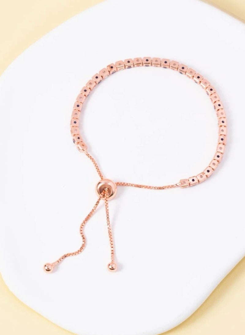 Casual collection Elegant & High Quality Women's Rose Gold Cubic Zirconia Bracelet Adjustable Size - Image 4