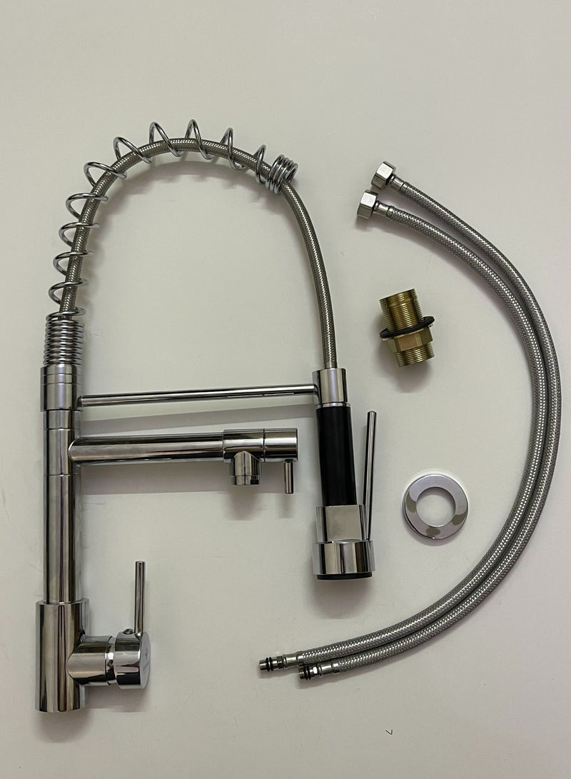 Faucet Kitchen Kitchen faucet with shower 360° swivel Mixer tap Spiral spring faucet Sink faucet Brushed spiral spring faucet - Image 4