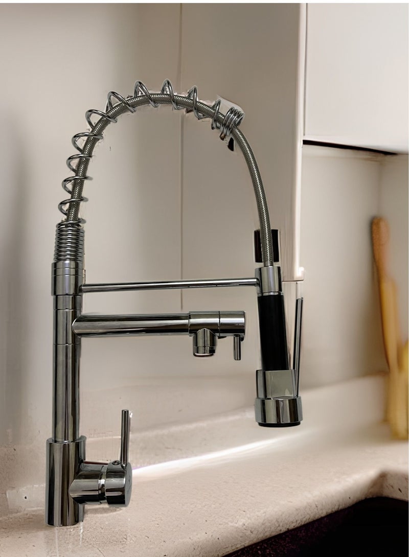 Faucet Kitchen Kitchen faucet with shower 360° swivel Mixer tap Spiral spring faucet Sink faucet Brushed spiral spring faucet - Image 3