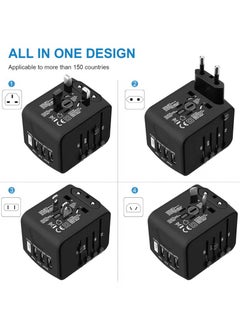Rock Pow Travel Adapter, Universal Travel Adapter - 3 USB + 1 Type C  in One Travel Charger with UK/US/AUS/EU Plugs and Socket, 1500W International Power Adapter Wall Charger (Type-c Black)  - Image 4