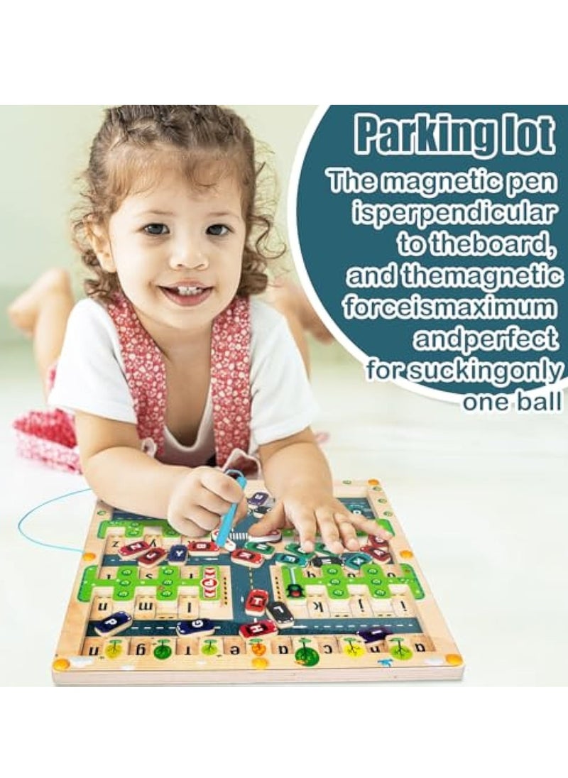 KASTWAVE Magnetic Alphabet Letter Maze Learning Toy, Wooden Puzzle Activity Board, Montessori Fine Motor Skills Toys, Education Toys Preschool Learning Activities, Toddler Fine Motor Skills Toys for Boys Girls  - Image 5