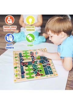 KASTWAVE Magnetic Alphabet Letter Maze Learning Toy, Wooden Puzzle Activity Board, Montessori Fine Motor Skills Toys, Education Toys Preschool Learning Activities, Toddler Fine Motor Skills Toys for Boys Girls  - Image 4