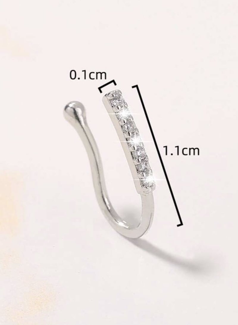 YUCCA Rhinestone Decor Nose Ring for Women, Non Pierced Punk, New Fashion Body Jewelry Suitable for All Parties and Occasions - Image 2