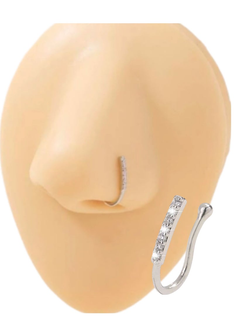 YUCCA Rhinestone Decor Nose Ring for Women, Non Pierced Punk, New Fashion Body Jewelry Suitable for All Parties and Occasions - Image 1
