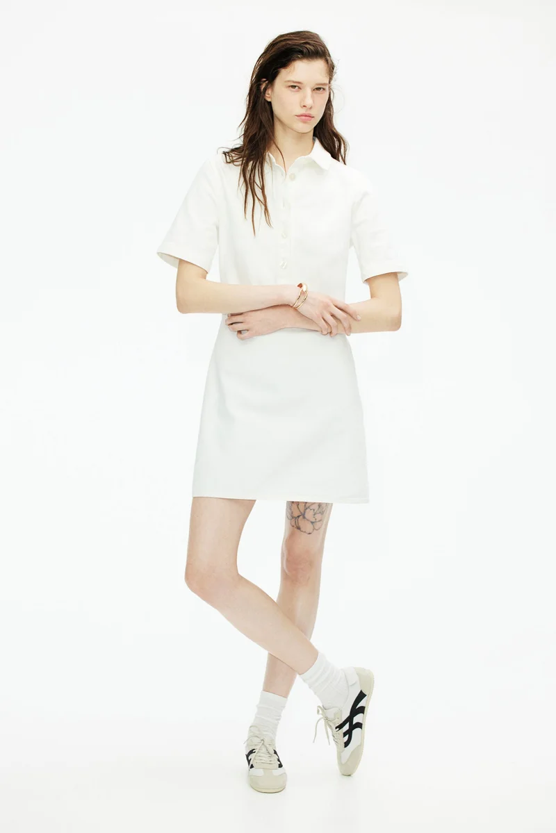 اتش اند ام فستان من الدنيم بقبة