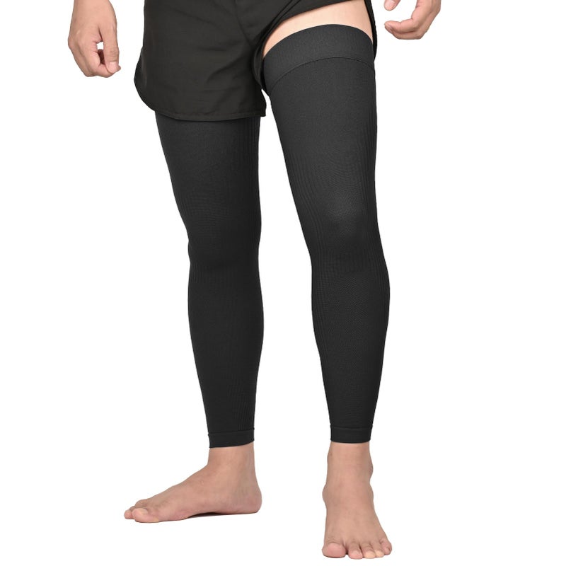KEKING Full Leg Compression Sleeves, Unisex, Thigh High Compression Stocking 20-30mmHg Graduated Support for Thigh Calf Knee, Running, Basketball, Reduce Varicose Veins and Swelling, All Black M - Image 1