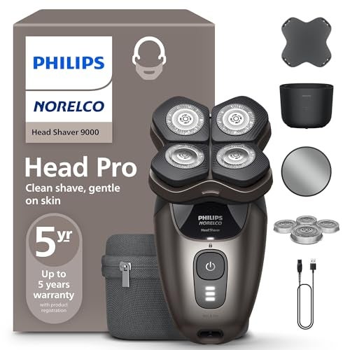 Norelco Philips Norelco Head Shaver Pro 9000 Series - Electric Shaver for Men and Women, 360° Flexing Head & ComfortCut Blades for Clean Shave, Gentle on Skin, Model HS9980/40 - Image 1