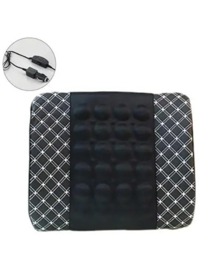 Generic Electric Lumbar Massage Pillow – Memory Foam Lower Back Support for Car, Office, Home Chair & Sofa (Black with White Line) - Image 3