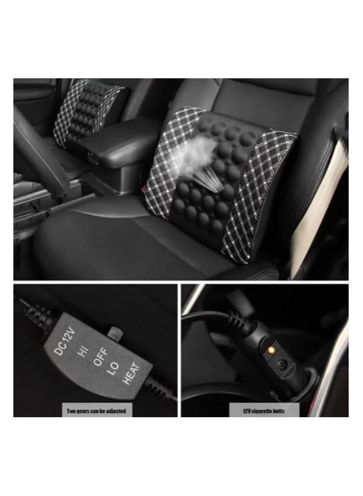 Generic Electric Lumbar Massage Pillow – Memory Foam Lower Back Support for Car, Office, Home Chair & Sofa (Black with White Line) - Image 4