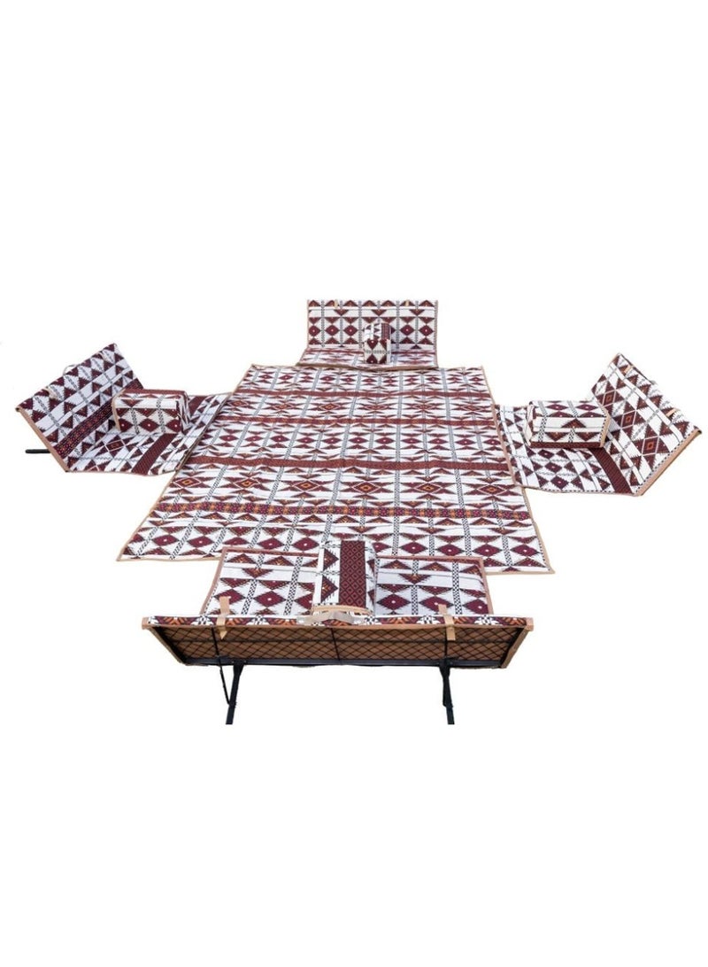 كادي ون بساط رحلات أرضي مكون من 5 قطع 200*300 سم، سجادة تخييم ل 9 اشخاص مبطن من 4 كراسي أرضية و مدة ، مجلس رحلات قماش تركي قابل للطي سماكة عالية مريح للجلوس مثالي للصحراء و البر - Image 1