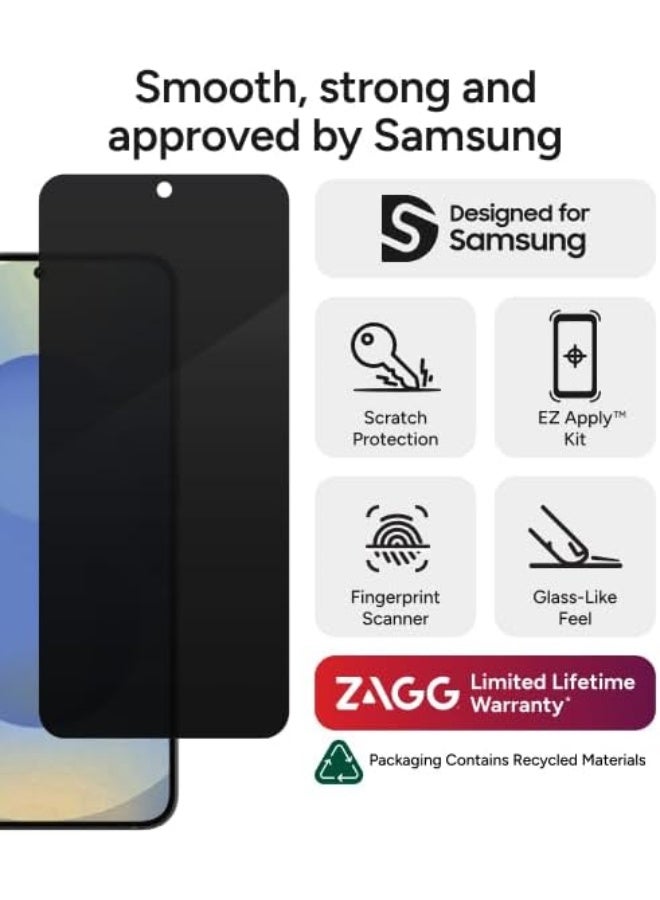 ZAGG InvisibleShield Privacy Screen Protector for Samsung Galaxy S25 Plus – 2-Way Privacy Filter, Clear Anti-Glare Clear - Image 2