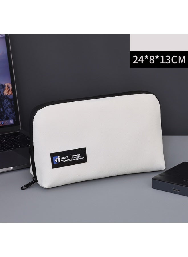 Travel Cable Organizer Bag Electronic Accessories Portable Waterproof Carrying Bag Double Layers All-in-One Storage Bag for Cord, Charger, Phone and Earphone - White - Image 1
