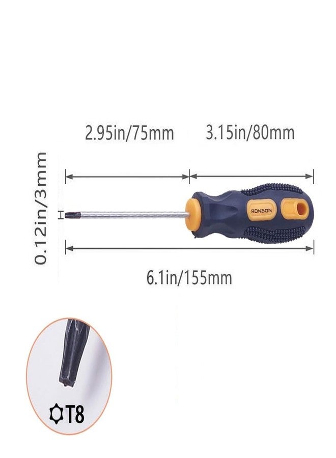 اتول مارت مفك براغي توركس من يو تول مارت، مفك براغي مغناطيسي آمن على شكل نجمة T8 مع عمود CR-V مقاس 75 مم ومقبض أسود وأصفر، قطعة واحدة - Image 2